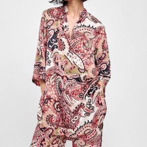 ZARA | Paisley Wide Sleeve Multicolor Tunic Length Top Women’s Size Small